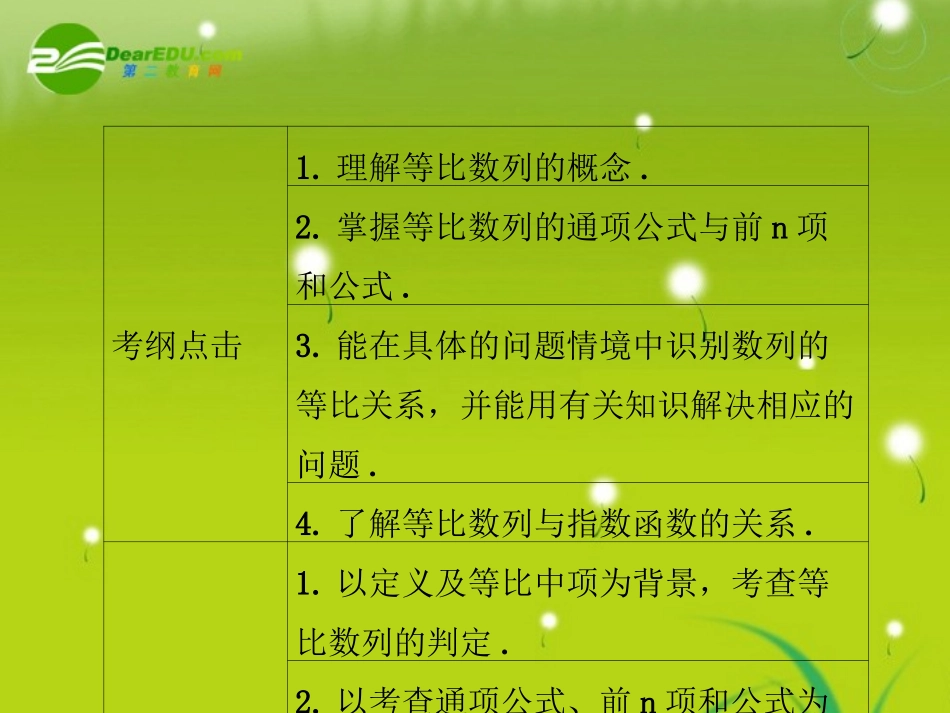 龙门高三数学 第四篇 第三节 等比数列自主复习课件(理) 北师大版 课件_第2页