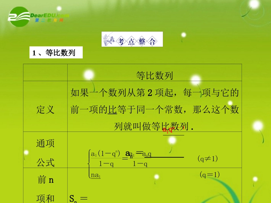 龙门高三数学 第四篇 第三节 等比数列自主复习课件(理) 北师大版 课件_第3页