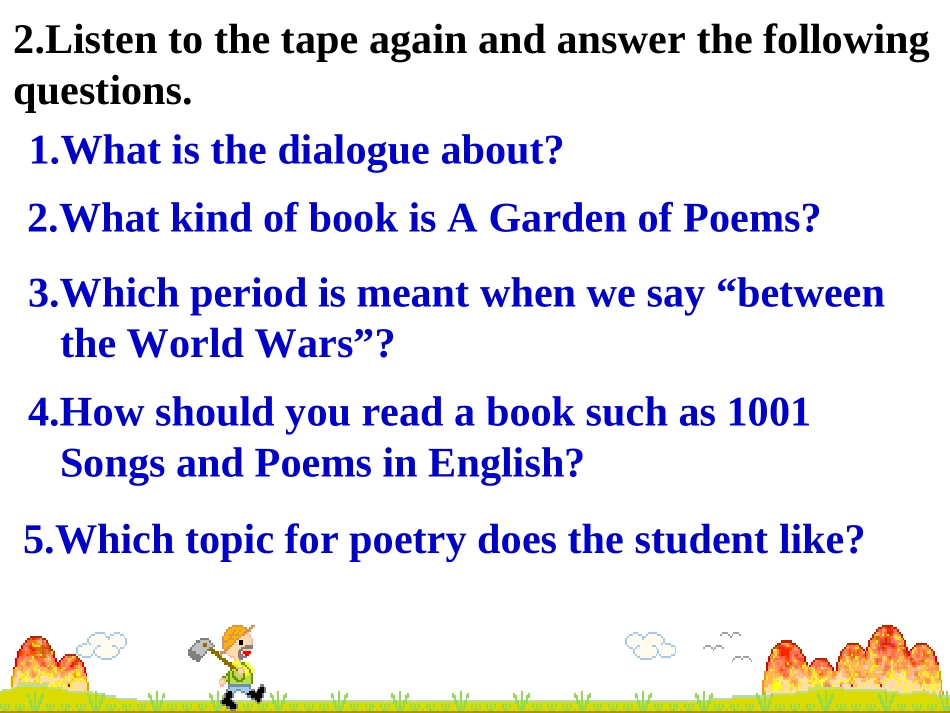 高二英语Unit4 A Garden of Poems Warming up and listening课件_第3页