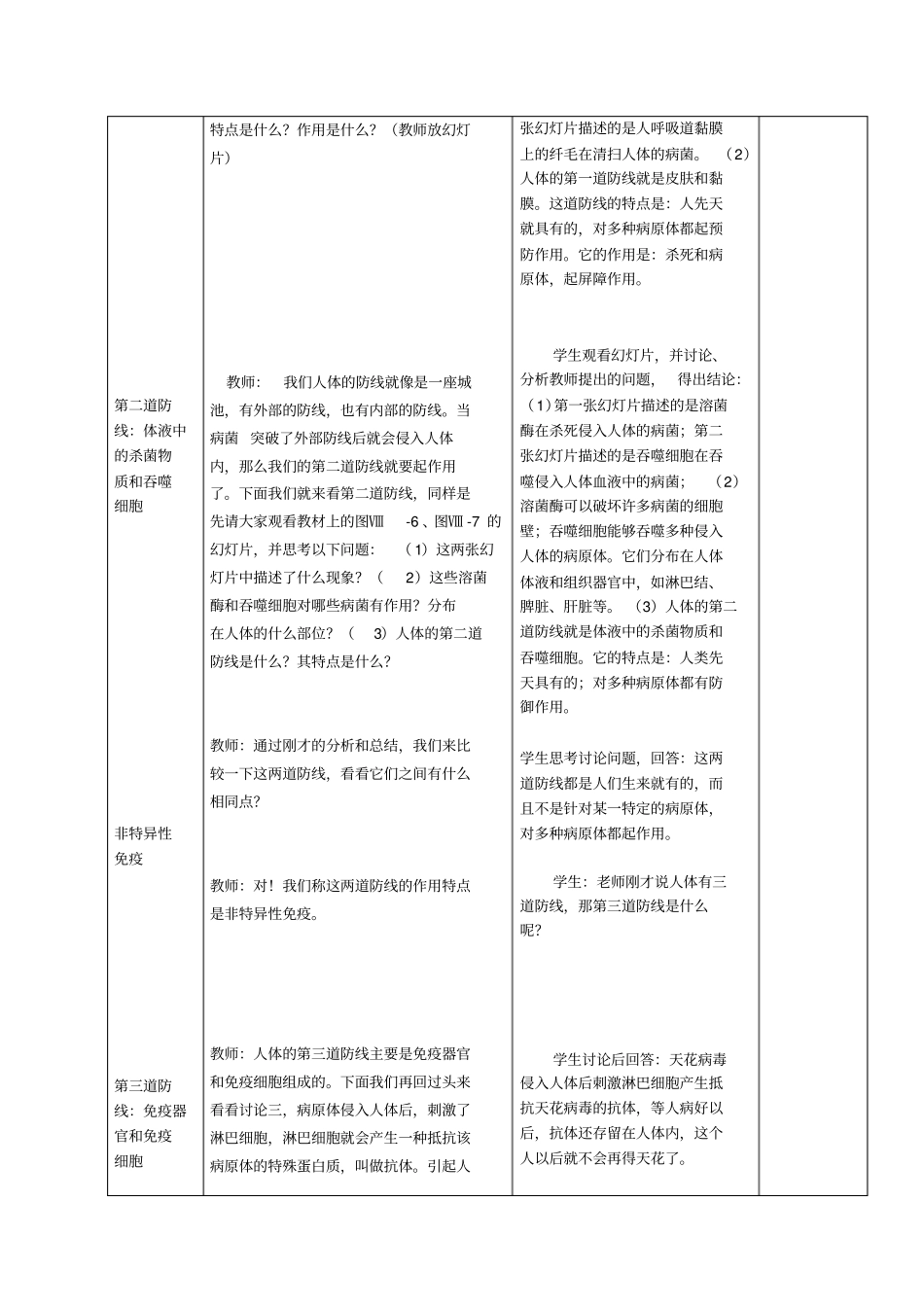 全国青年教师素养大赛一等奖教学设计八年级下册--免疫与计划免疫_第3页