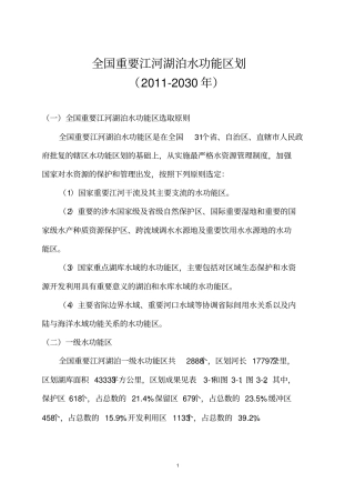 全国重要江河湖泊水功能区划2012030