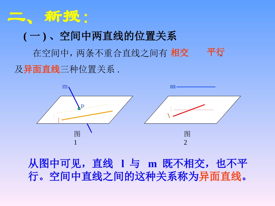 空间直线与直线的位置关系2 苏省高二数学立体几何平面与空间直线单元全部系列课件 人教版 苏省高二数学立体几何平面与空间直线单元全部系列课件 人教版_第3页