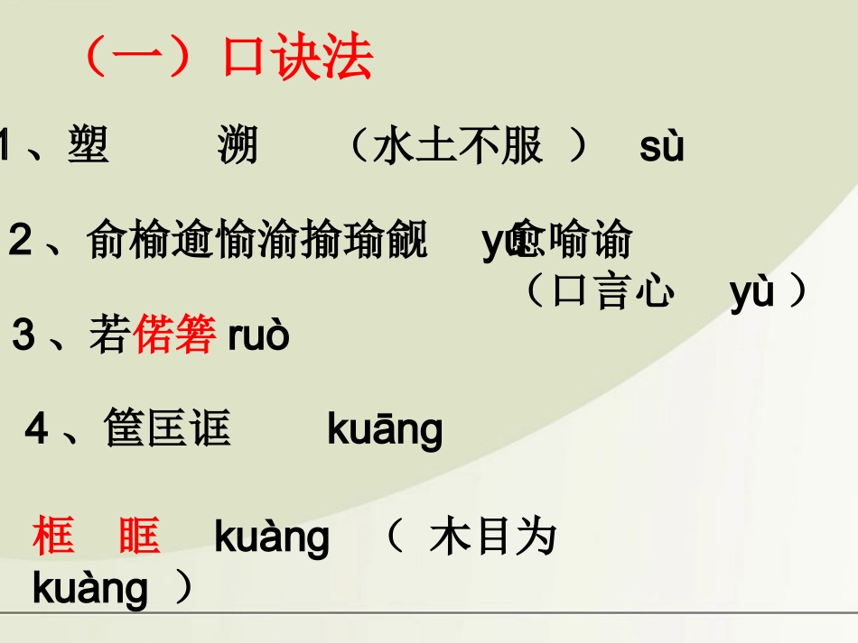 高三语文一轮复习 识记现代汉语普通话的字音技巧总结专项课件_第1页