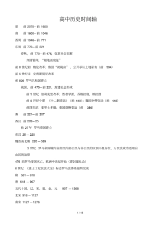 全国高中历史时间轴汇总版