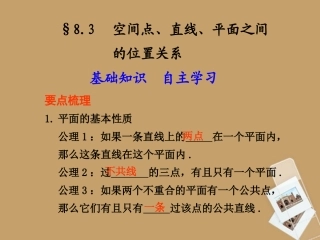 高考数学一轮复习 8.3 空间点、直线、平面之间的位置关系精品课件 新人教A版 课件