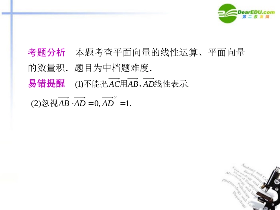 高考数学二轮复习 专题二第3讲平面向量课件 理 大纲人教版 课件_第3页