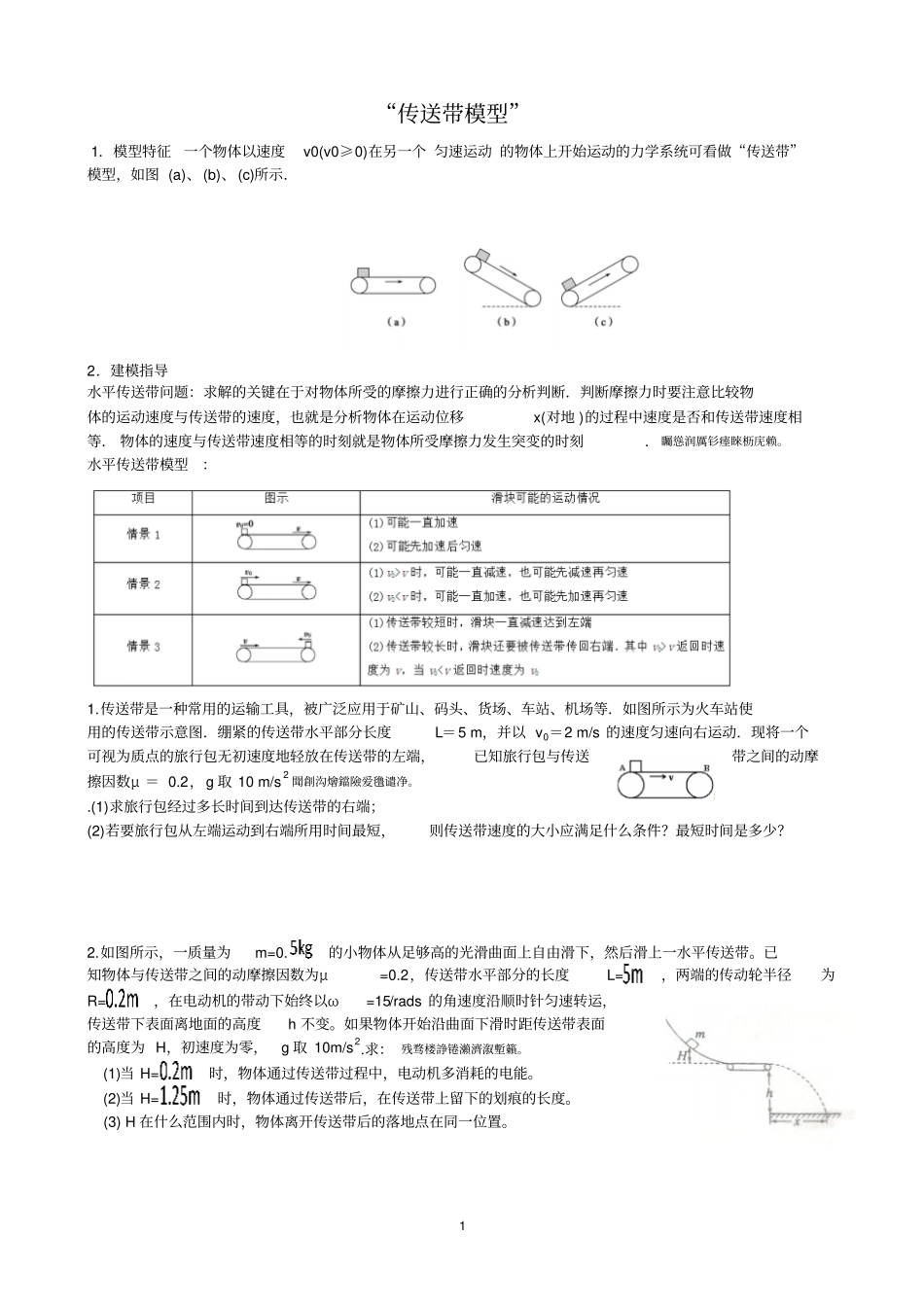 全国高中物理传送带模型总结_第1页