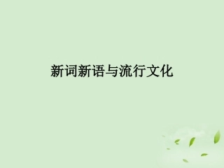 高中语文 (新词新语与流行文化)课件2 新人教版必修1 课件