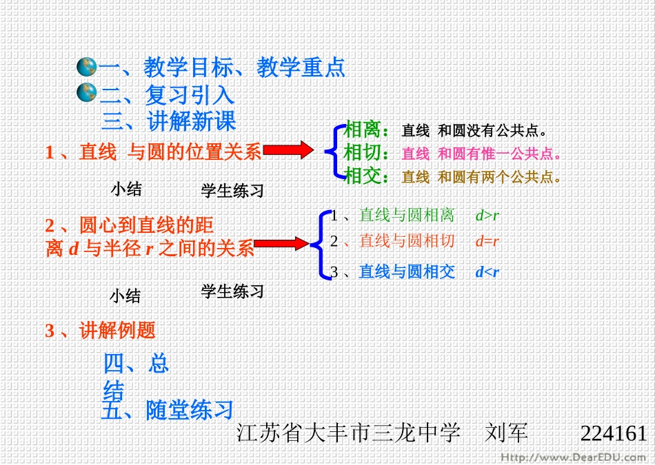 直线与圆的位置关系 人教版 课件_第2页