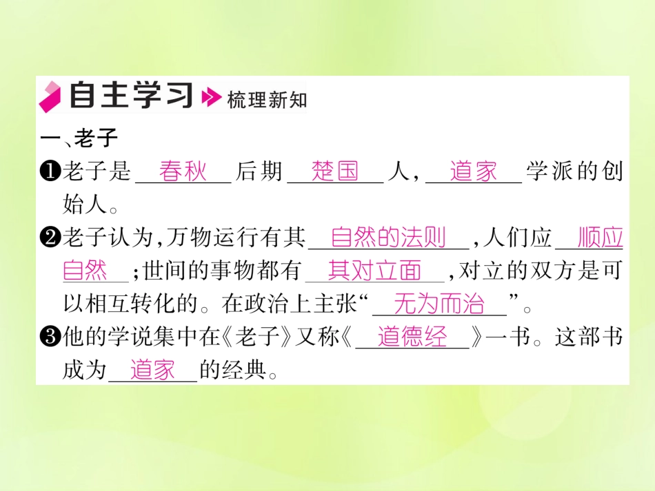 秋七年级历史上册 第2单元 早期国家与社会变革 第8课 百家争鸣作业课件 新人教版 课件_第2页