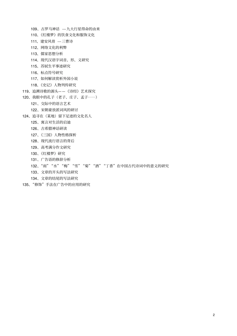 全国高中语文研究报告性学习课题参考题目_第2页