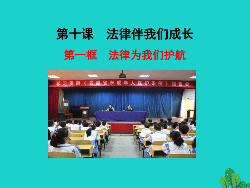第一框   法律为我们护航课件 版七年级道德与法治下册 第四单元 走进法治天地 第十课 法律伴我们成长 第1框 法律为我们护航课件+素材 新人教版-2_第1页