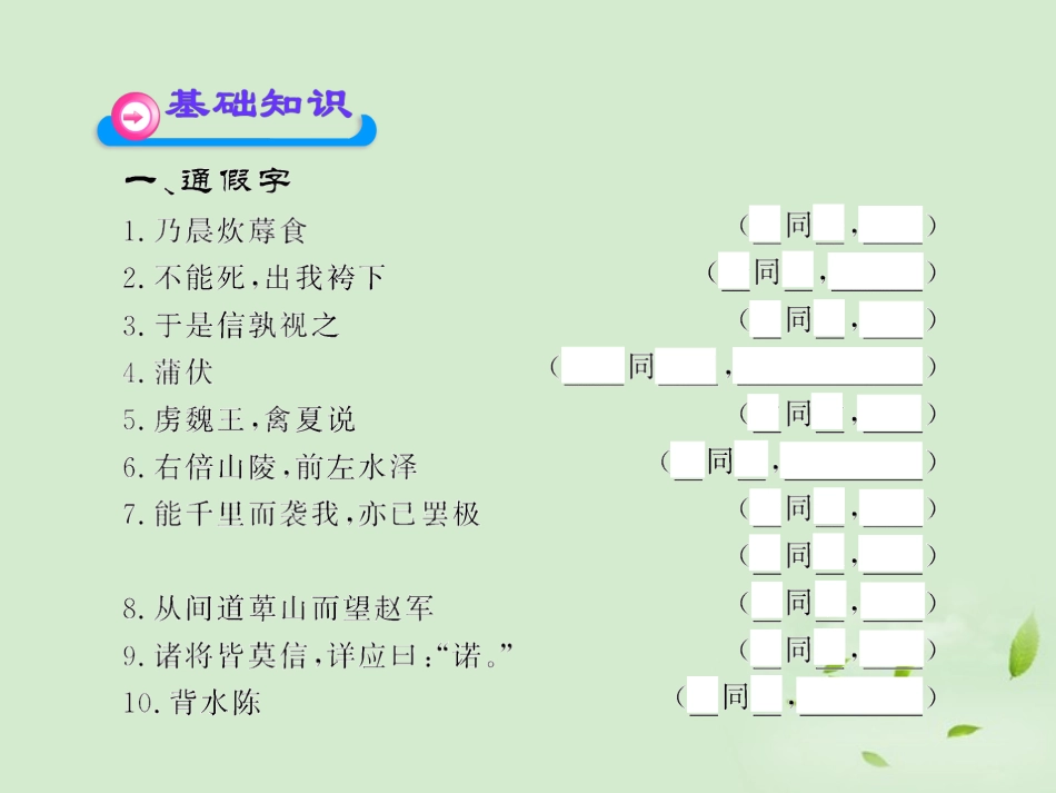 高中语文课时讲练通配套课件 (淮阴侯列传)苏教版选(史记选读) 课件_第2页