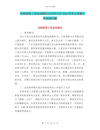 北校体育工作总结报告与北环片区2024年非公党建工作总结汇编