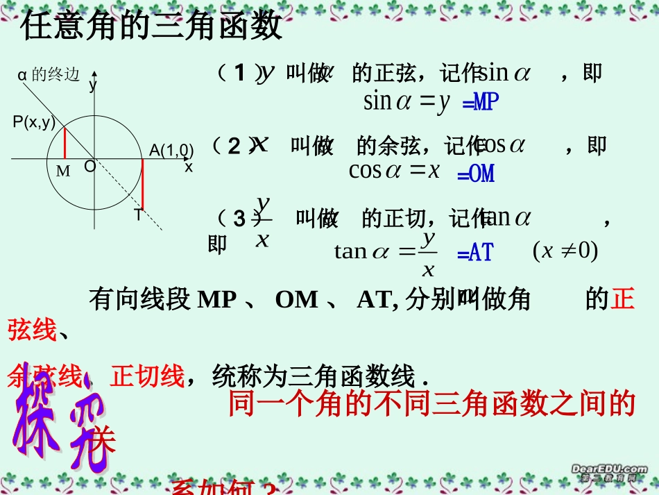 金华市高一数学同角三角函数的基本关系课件 新课标 人教A版 课件_第3页