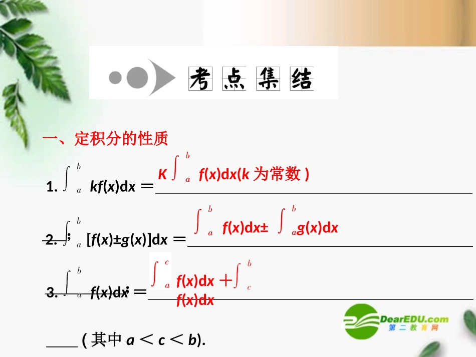 高考数学一轮复习 定积与微积分基本定理(理)课件_第3页