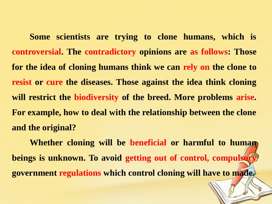 英语 Module 5 Cloning单元小结课件 外研版选修6 课件_第3页