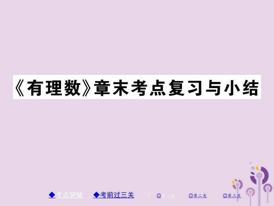秋七年级数学上册 第2章(有理数)章末考点复习与小结课件 (新版)华东师大版 课件_第1页