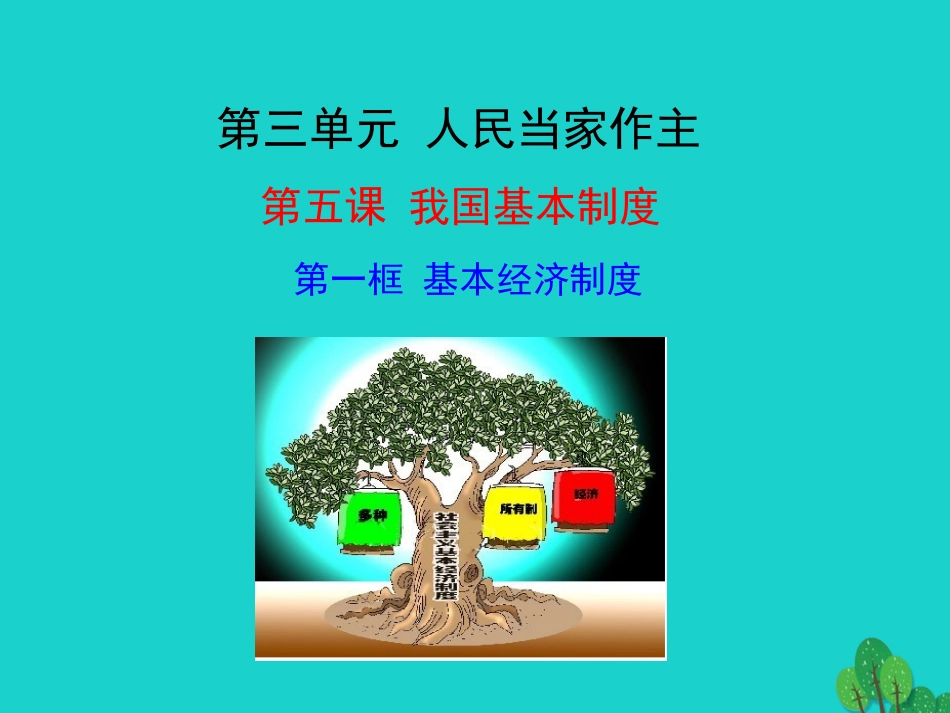 第一框  基本经济制度课件课件 八年级道德与法治下册 第三单元 人民当家作主 第五课 我国基本制度 第1框 基本经济制度课件+素材 新人教版 八年级道德与法治下册 第三单元 人民当家作主 第五课 我国基本制度 第1框 基本经济制度课件+素材 新人教版-2_第1页