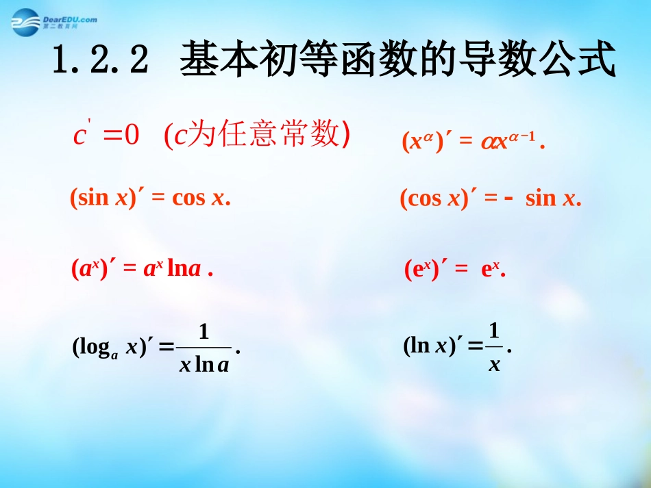 高中数学 3 导数的基本公式与运算法则课件 理 新人教A版选修2-2 课件_第2页