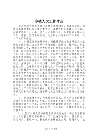 乡镇人大工作体会