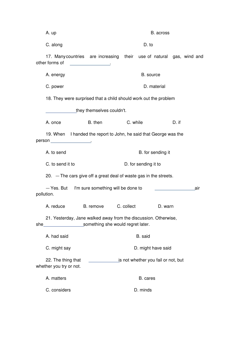 全国高考英语试卷汇总1996年上海卷_第3页