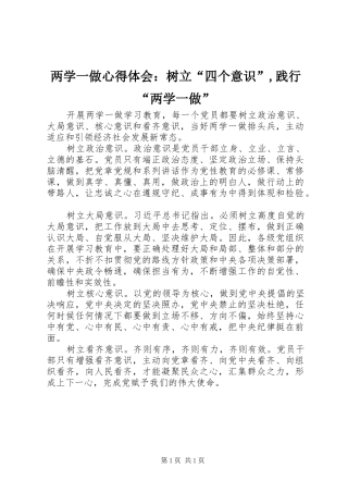 两学一做心得体会：树立“四个意识”,践行“两学一做”