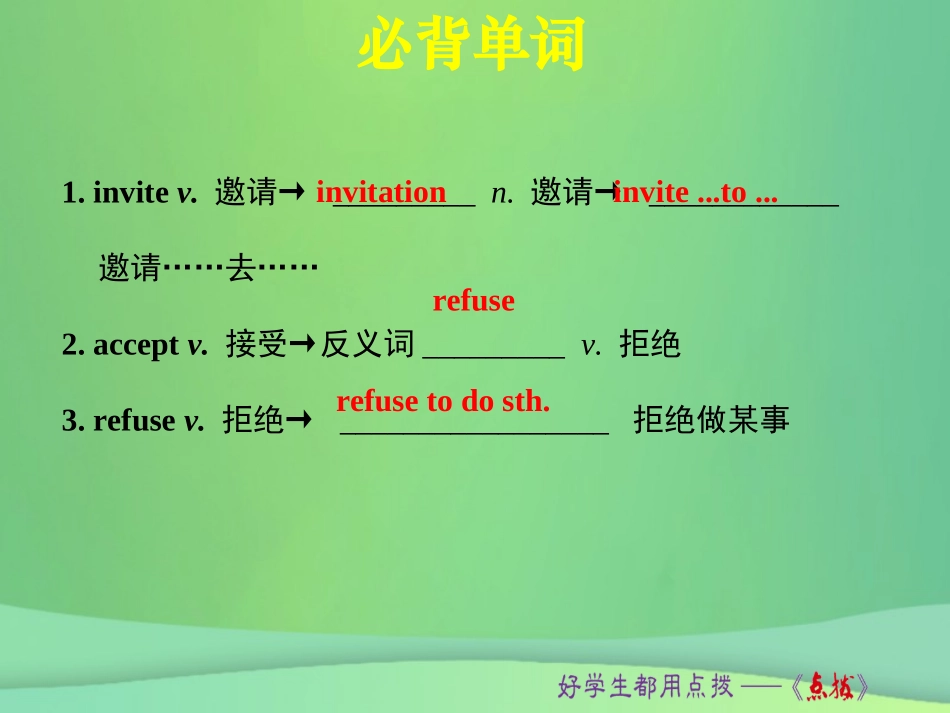 秋八年级英语上册 Unit 9 Can you come to my party词句梳理Section A(Grammar Focus 3c)课件 (新版)人教新目标版 课件_第2页