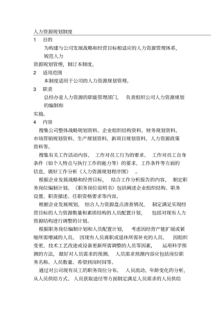 全套人力资源规划制度