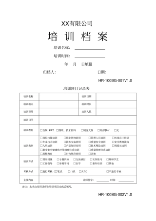 全套企业培训记录表格