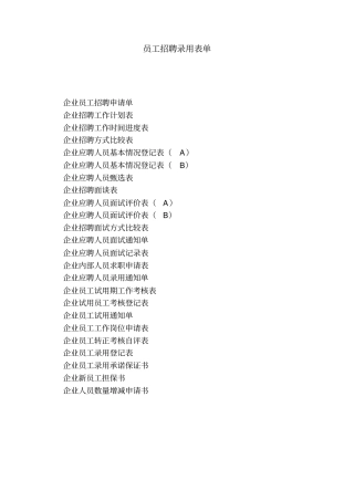 全套员工招聘录用表单