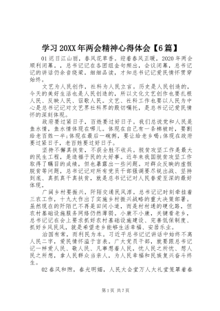 学习20XX年两会精神心得体会【6篇】