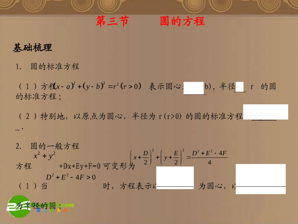 河北省高考数学第一轮总复习知识点检测 10.3圆的方程课件 旧人教版 课件_第1页