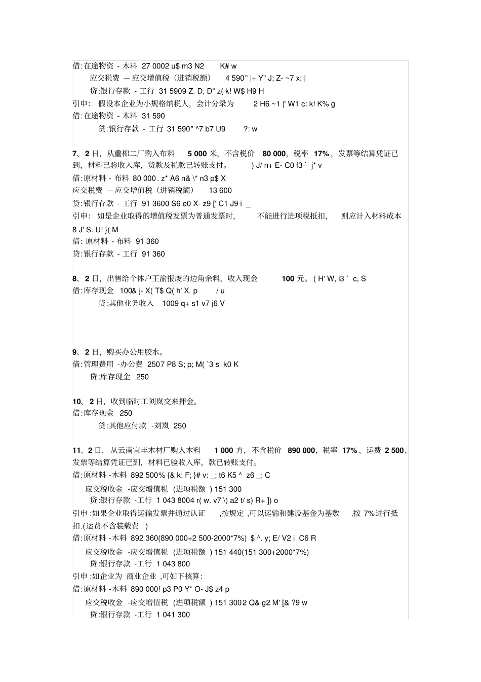 全套账会计分录汇总_第2页
