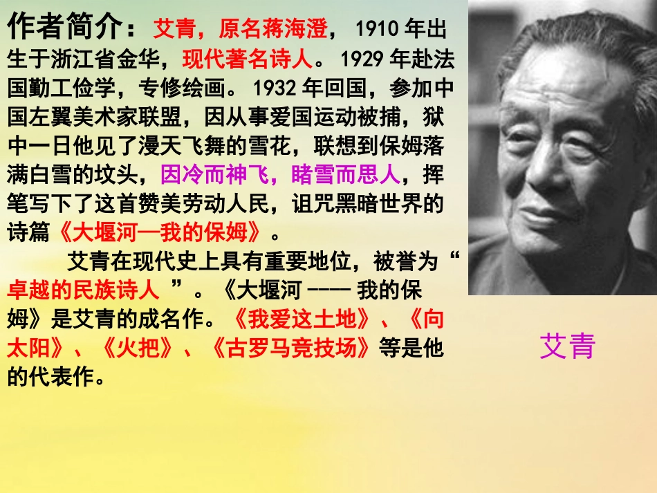 高中语文3大堰河我的保姆课件新人教版必修1 课件_第3页