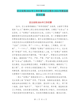 区公安局2024年工作打算与区公资办2024年度总结范文汇编