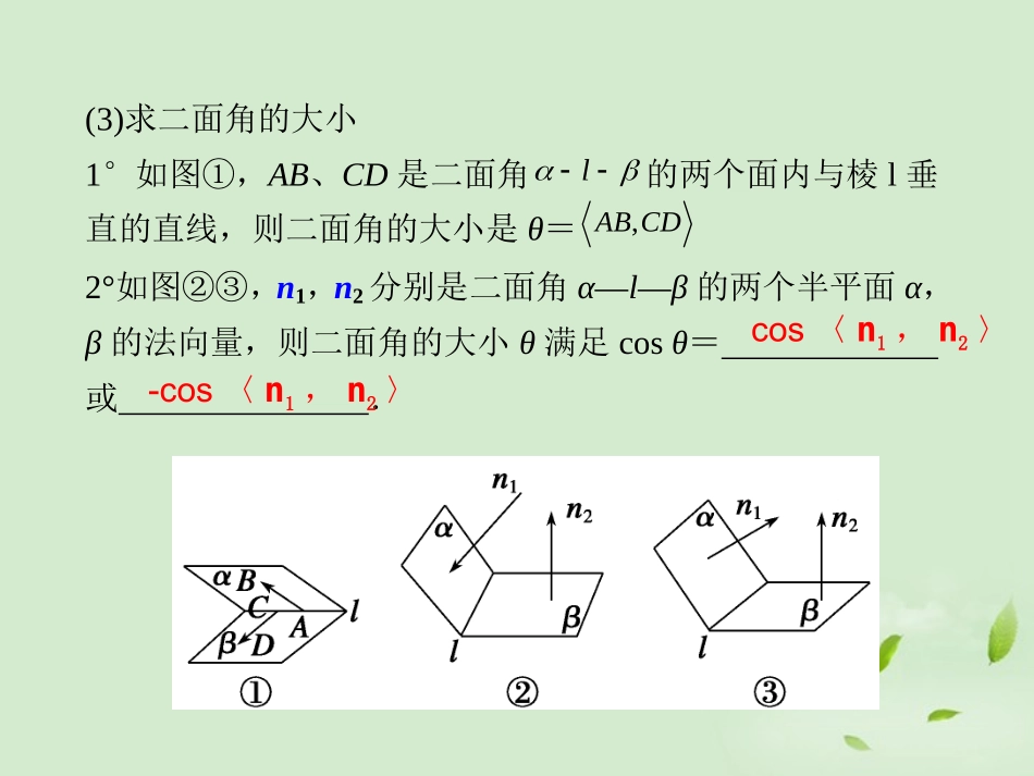 高三数学一轮复习(8.8 立体几何中的向量方法(Ⅱ)—求空间角与距离)课件_第3页