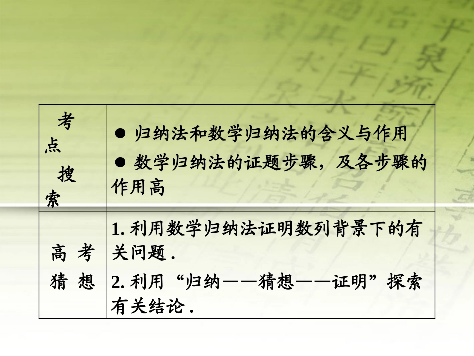 高考数学第1轮总复习 全国统编教材 12.1数学归纳法及其应用(第1课时)课件 理 课件_第2页