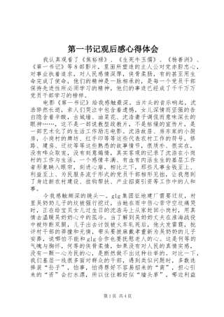 第一书记观后感心得体会