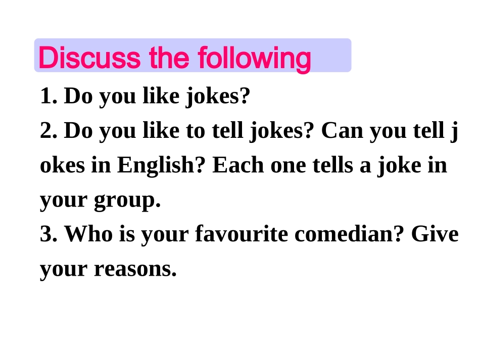 高中英语Unit 17 Laughter  Lesson 1 What＇s so Funny课件 北师大版 必修6 课件_第2页