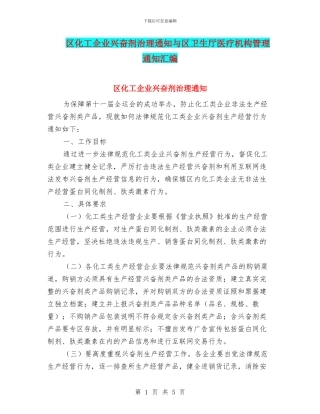 区化工企业兴奋剂治理通知与区卫生厅医疗机构管理通知汇编