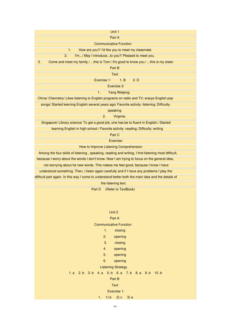 全新版大学英语听说教程1答案_第1页