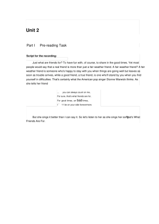 全新版大学英语课后练习答案book1Unit2