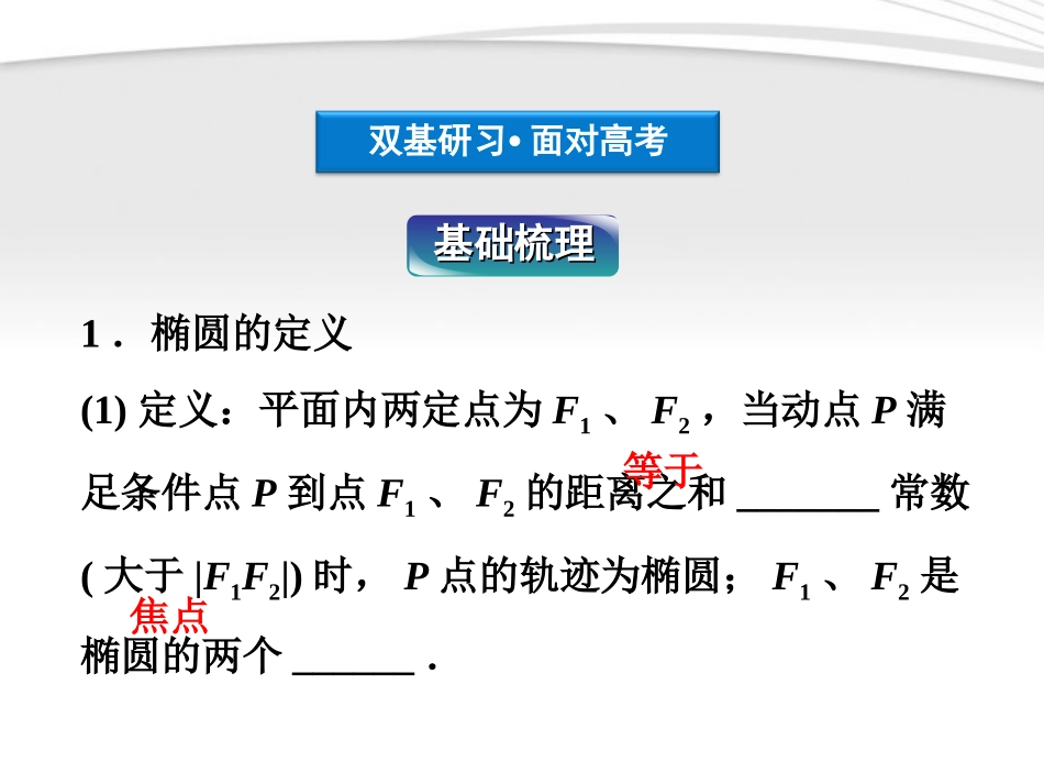 高考数学总复习 第7章§7.5椭圆精品课件 理 北师大版 课件_第3页