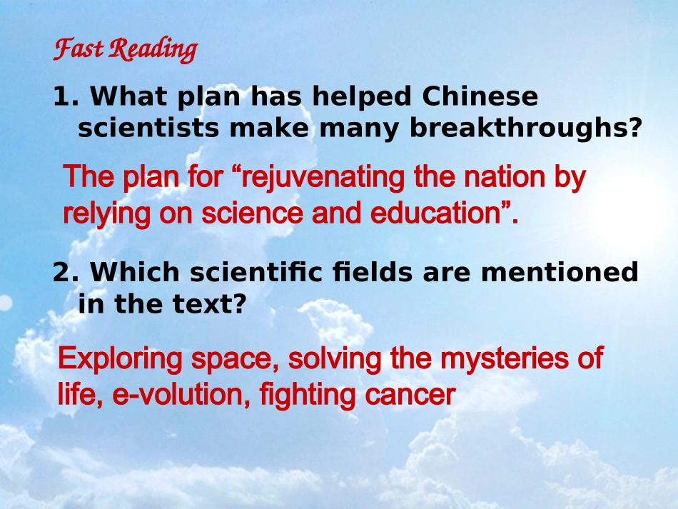 湖北高二英语unit11(period4 )的课件[原创]-人教版下学期 湖北省高二英语下学期Unit11 Scientific achievement 人教版[整理五套] 湖北省高二英语下学期Unit11 Scientific achievement 人教版[整理五套]_第3页