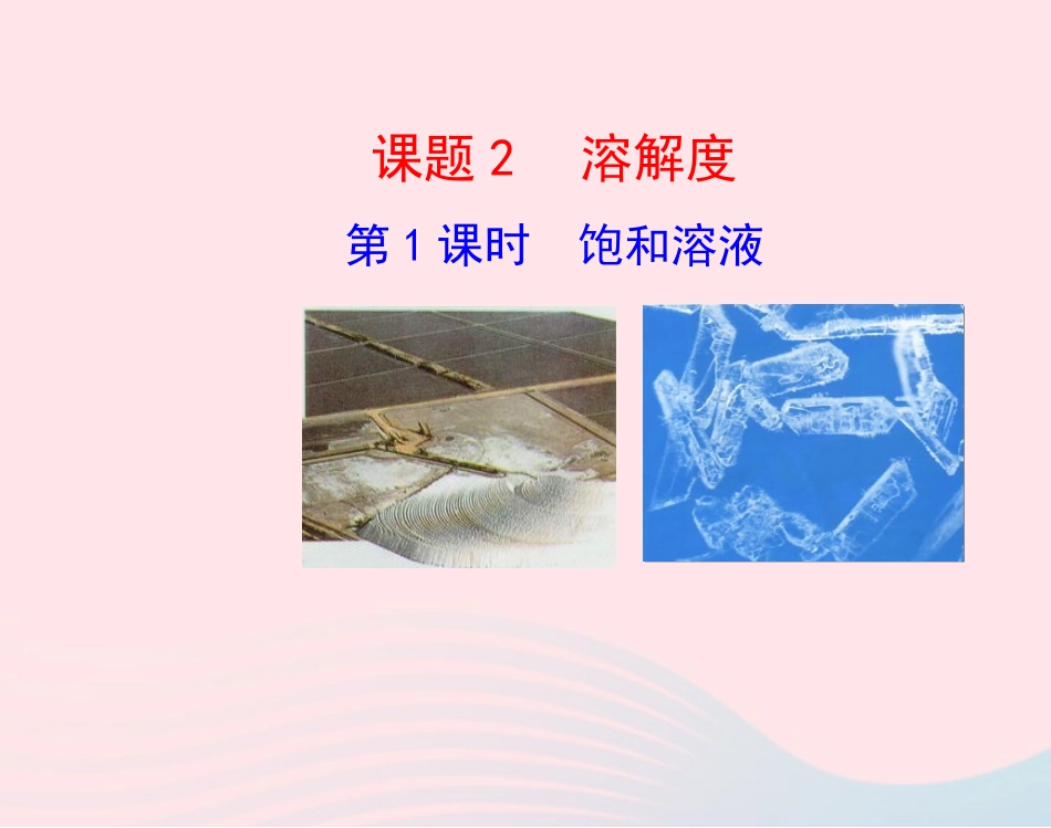 第1课时  饱和溶液课件 九年级化学下册 第九单元 溶液 课题2 溶解度第1课时饱和溶液课件+素材 新人教版_第1页