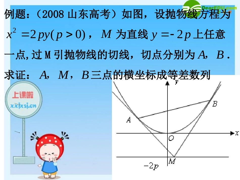 浙江省绍兴市高三数学高考复习优质课件：抛物线中的切线问题 新人教版 课件_第2页