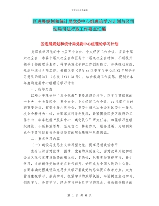 区发展规划和统计局党委中心组理论学习计划与区司法局司法行政工作要点汇编