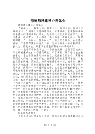 师德师风建设心得体会