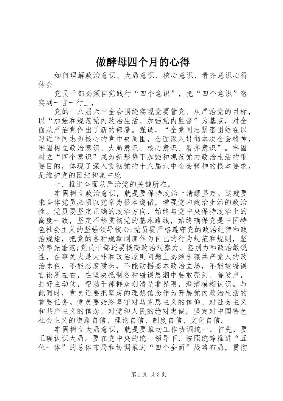 做酵母四个月的心得_第1页
